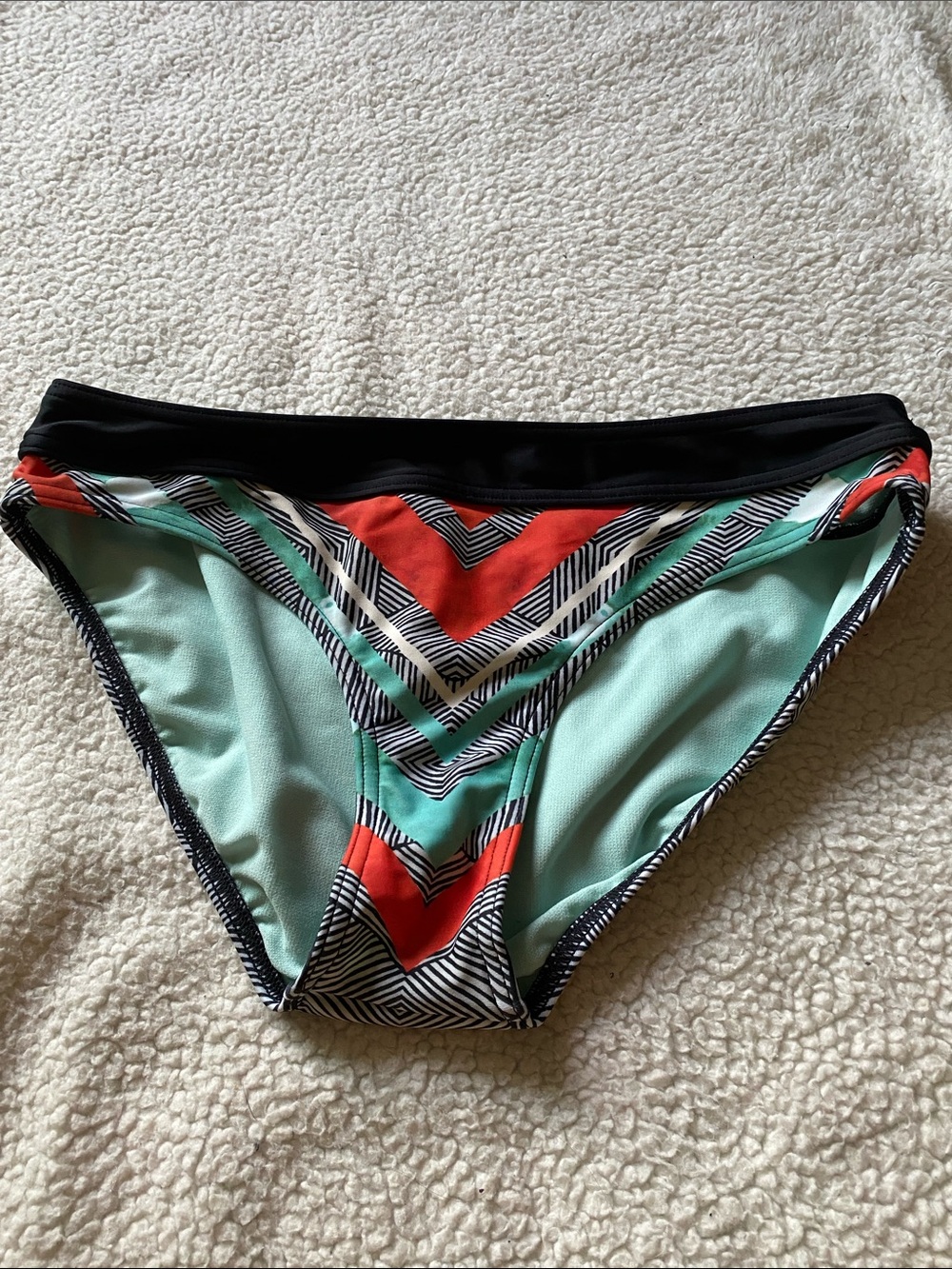 Prana Mint, Coral & Black Chevron Bikini Bottom